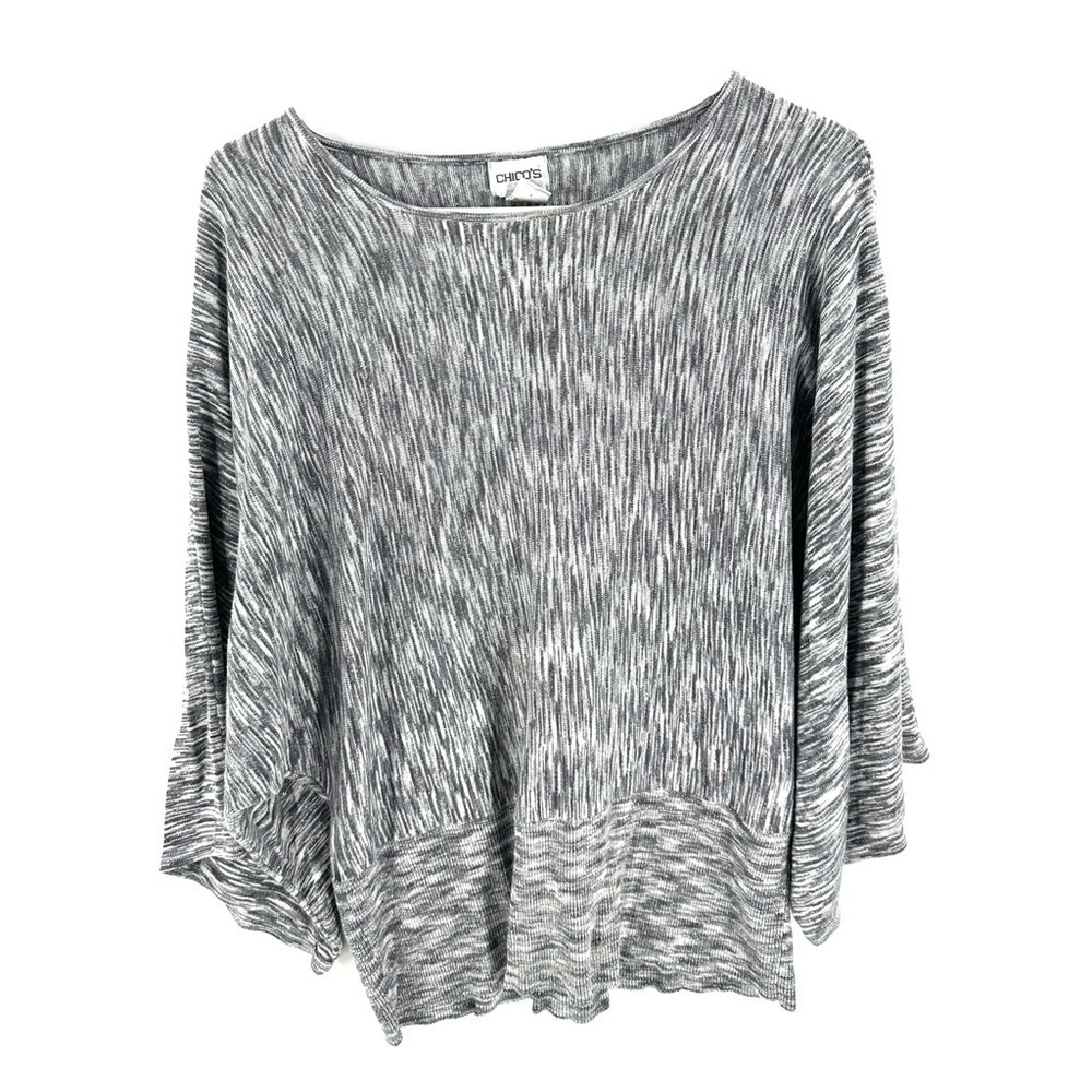 Chicos Sweater Top Womens XL Metallic Soft Stretch Lagenlook Capsule Comfy